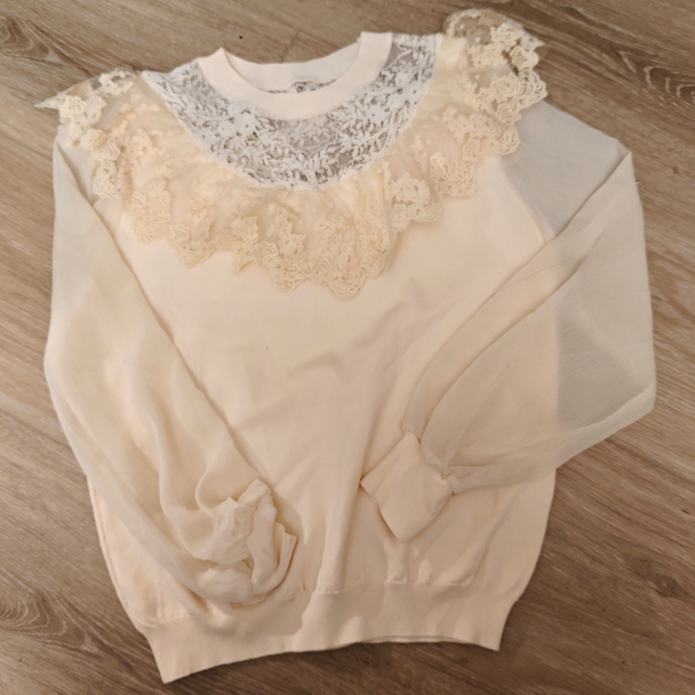 Rare Vintage Edwardian/ Victorian Cream Lace Accent Sweater